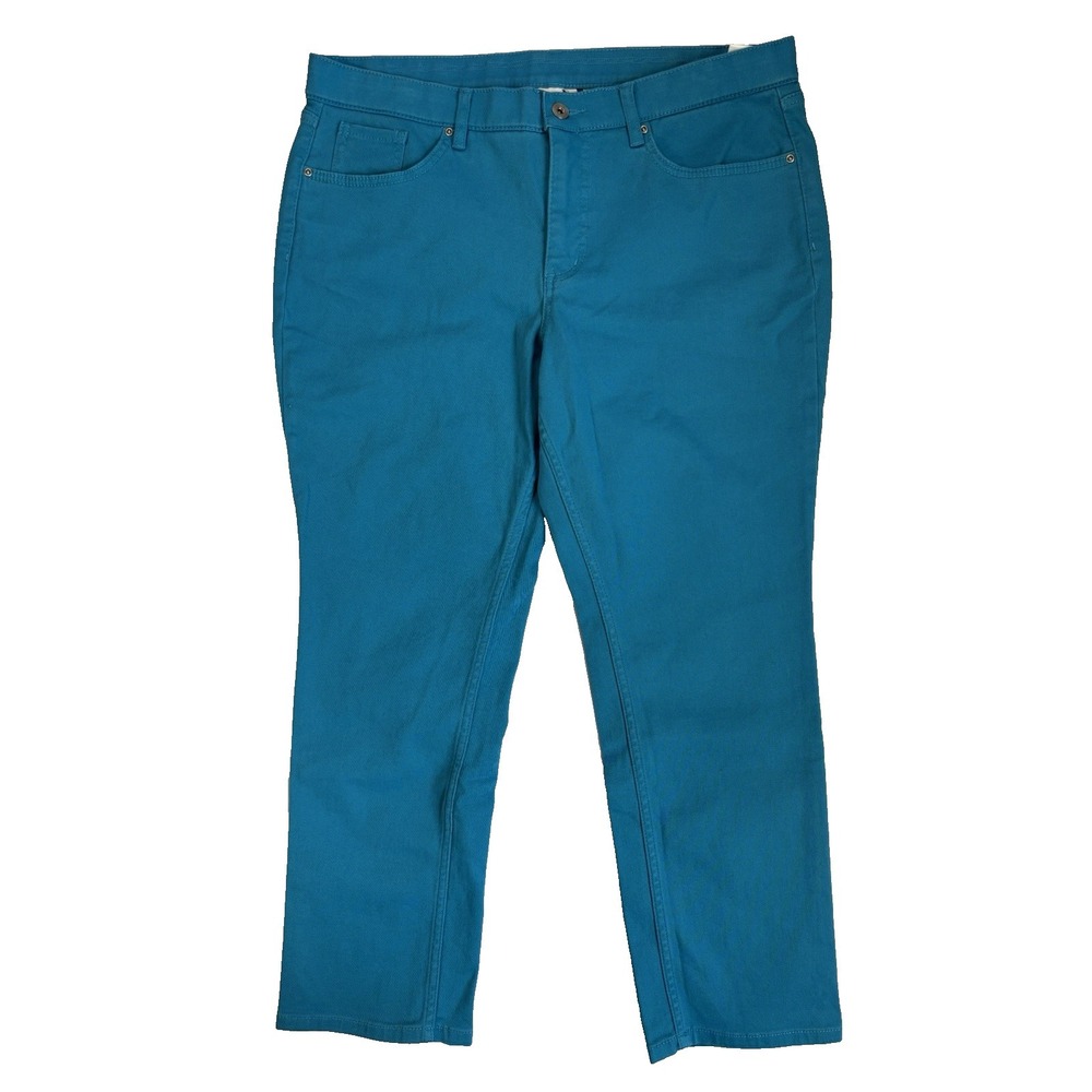 D&Co Women's 14P Colorful Teal Denim Classic Ankle Jeans Coastal BOHO Preppy